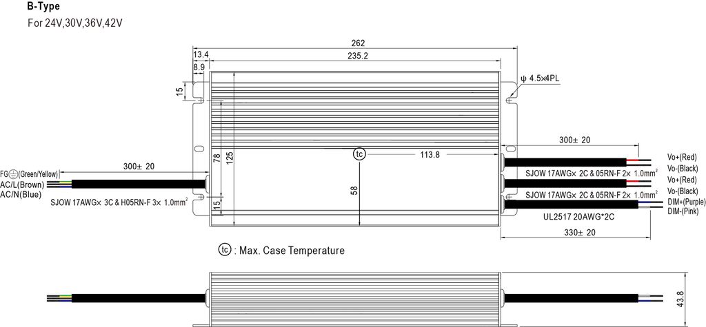 Dimensions Type B