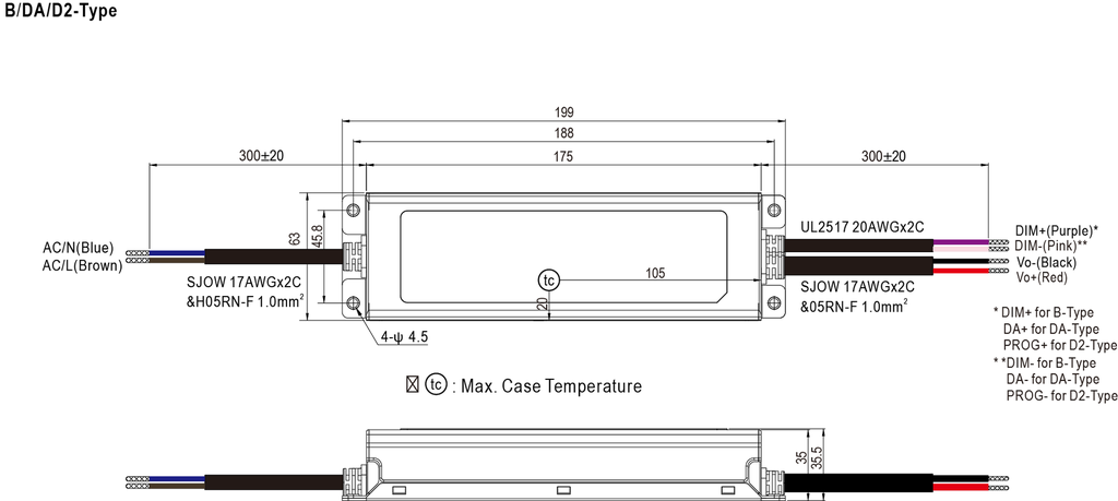 Dimensions Type B + DA